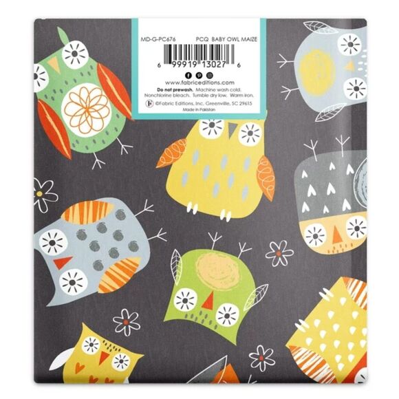 NEW Create It Fat Quarter 18"x21" Cotton Baby Owls Precut Fabric MD-G-PC676 - Picture 2 of 10